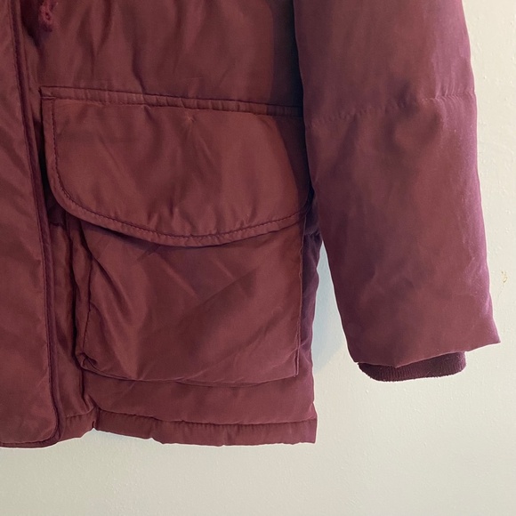 Abercrombie & Fitch Maroon Parka with Faux Fur-Lined Hood Size XS - Picture 7 of 8